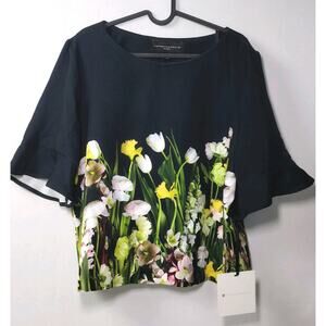 VICTORIA BECKHAM ~ TARGET NAVY TULIPS FLUTTER SLEEVE NWT XL~EASTER SPRING